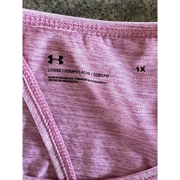 Under Armour Loose pink T-shirt with opening in back, women's size 1X - Picture 3 of 10